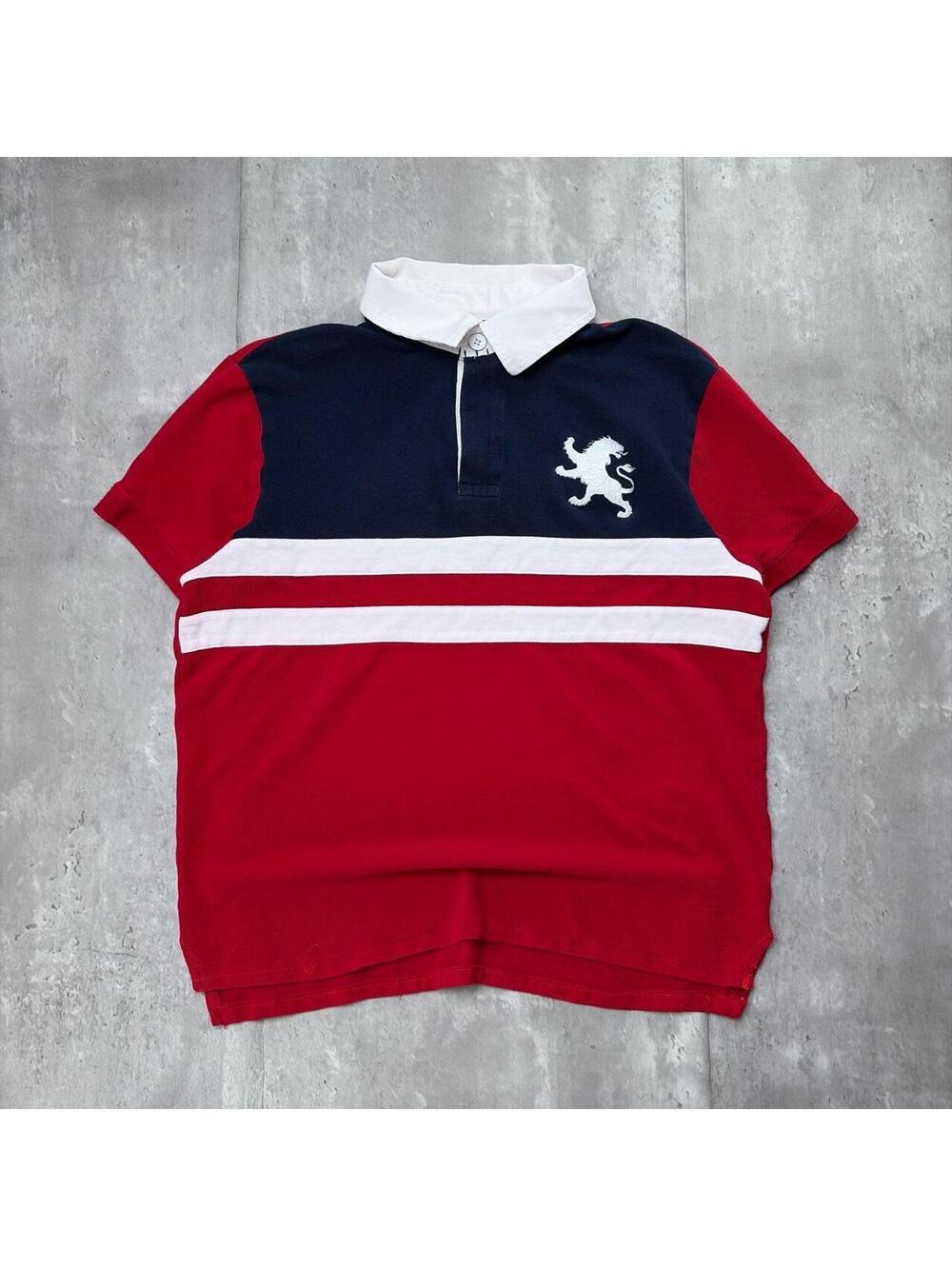 Y2K Red Express Grunge Striped Cropped Skater Polo Shirt